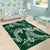 Polynesian Hawaiian Plumeria Tribal Pattern Area Rug Green Version