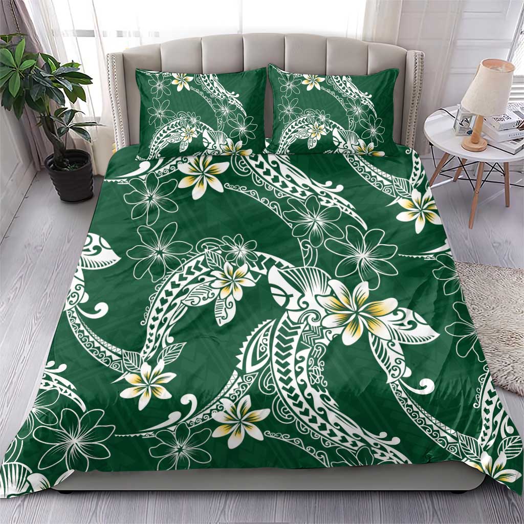 Polynesian Hawaiian Plumeria Tribal Pattern Bedding Set Green Version LT01 - Polynesian Pride