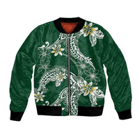 Polynesian Hawaiian Plumeria Tribal Pattern Bomber Jacket Green Version LT01 Unisex Green - Polynesian Pride