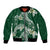 Polynesian Hawaiian Plumeria Tribal Pattern Bomber Jacket Green Version