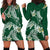 Polynesian Hawaiian Plumeria Tribal Pattern Hoodie Dress Green Version