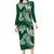 Polynesian Hawaiian Plumeria Tribal Pattern Long Sleeve Bodycon Dress Green Version