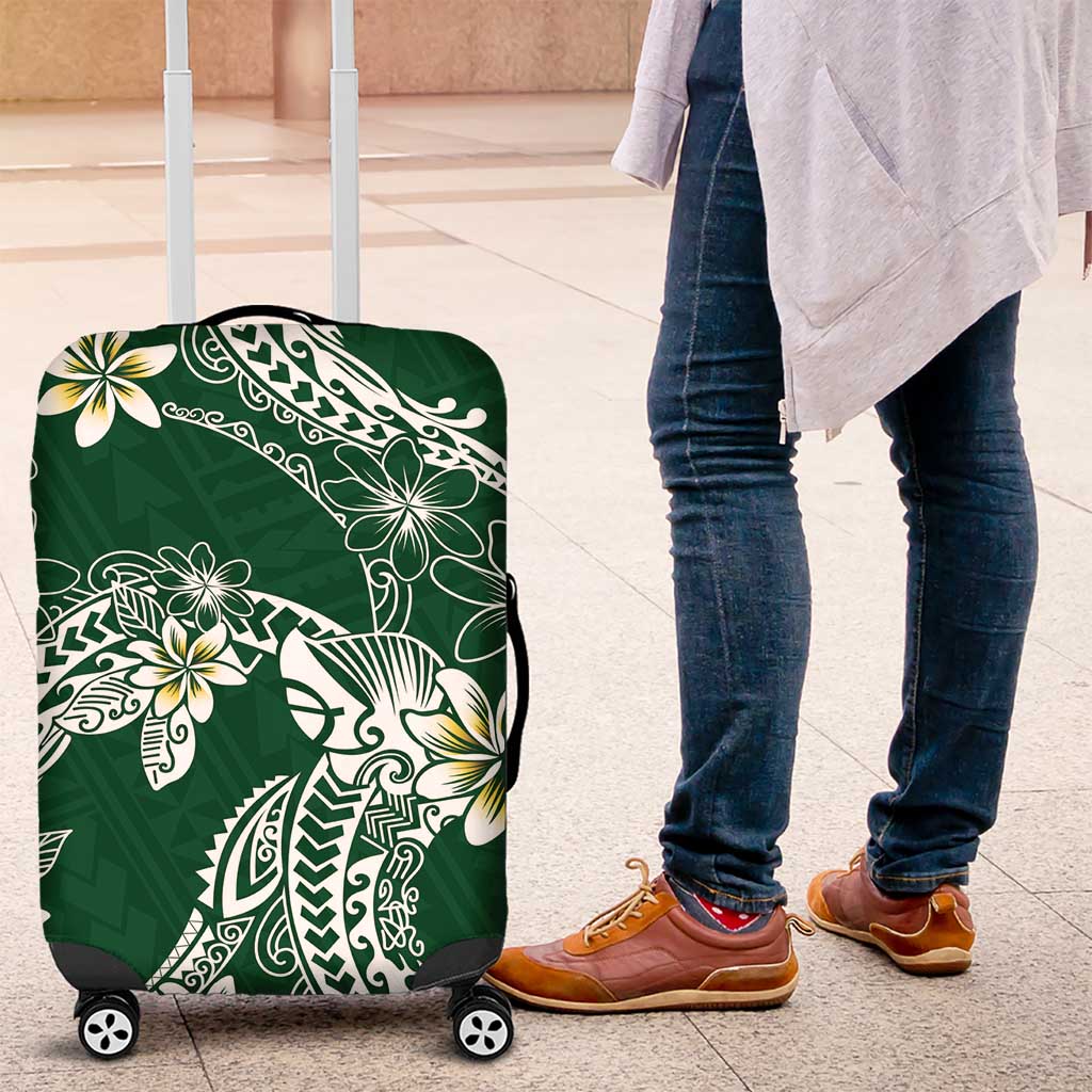 Polynesian Hawaiian Plumeria Tribal Pattern Luggage Cover Green Version