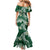 Polynesian Hawaiian Plumeria Tribal Pattern Mermaid Dress Green Version