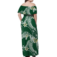 Polynesian Hawaiian Plumeria Tribal Pattern Off Shoulder Maxi Dress Green Version LT01 - Polynesian Pride