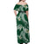 Polynesian Hawaiian Plumeria Tribal Pattern Off Shoulder Maxi Dress Green Version