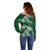 Polynesian Hawaiian Plumeria Tribal Pattern Off Shoulder Sweater Green Version