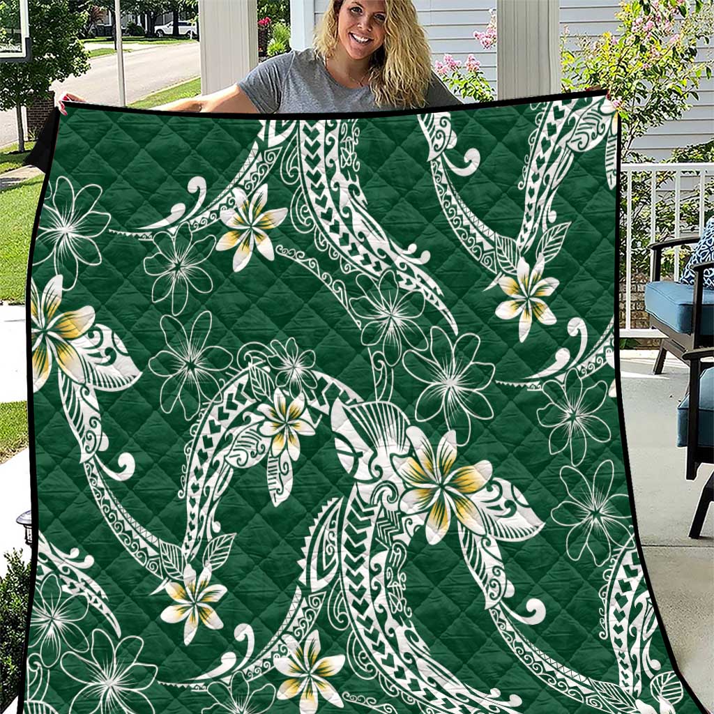 Polynesian Hawaiian Plumeria Tribal Pattern Quilt Green Version LT01 Green - Polynesian Pride
