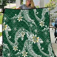Polynesian Hawaiian Plumeria Tribal Pattern Quilt Green Version LT01 Green - Polynesian Pride
