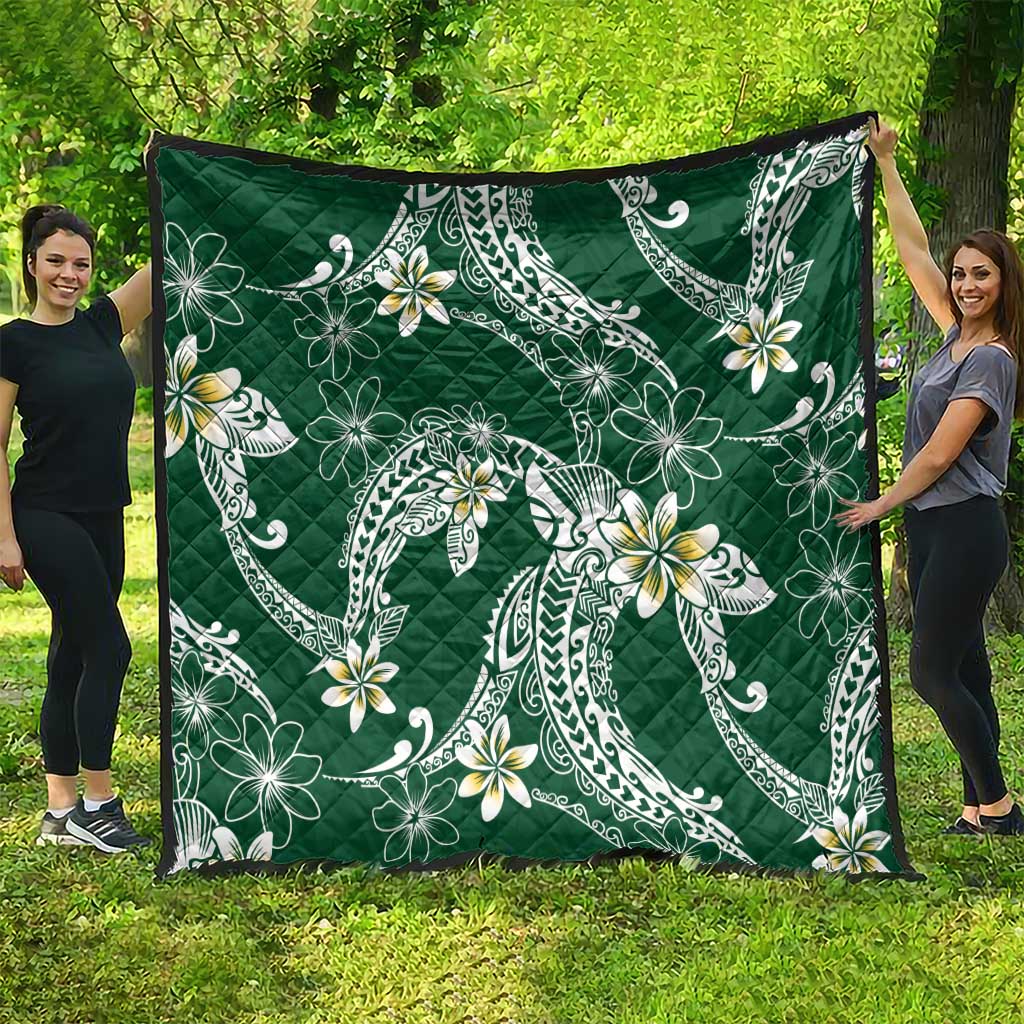 Polynesian Hawaiian Plumeria Tribal Pattern Quilt Green Version LT01 - Polynesian Pride