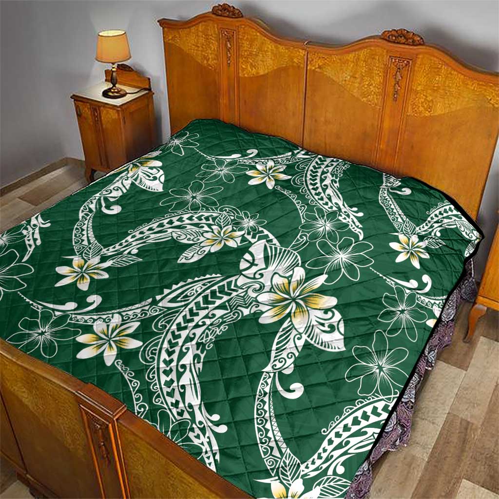 Polynesian Hawaiian Plumeria Tribal Pattern Quilt Green Version LT01 - Polynesian Pride