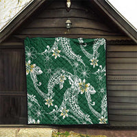 Polynesian Hawaiian Plumeria Tribal Pattern Quilt Green Version LT01 - Polynesian Pride