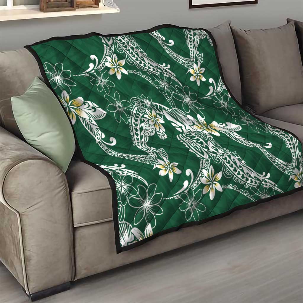 Polynesian Hawaiian Plumeria Tribal Pattern Quilt Green Version LT01 - Polynesian Pride