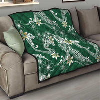 Polynesian Hawaiian Plumeria Tribal Pattern Quilt Green Version LT01 - Polynesian Pride
