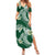 Polynesian Hawaiian Plumeria Tribal Pattern Summer Maxi Dress Green Version