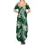 Polynesian Hawaiian Plumeria Tribal Pattern Summer Maxi Dress Green Version