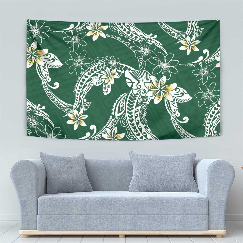Polynesian Hawaiian Plumeria Tribal Pattern Tapestry Green Version LT01 - Polynesian Pride
