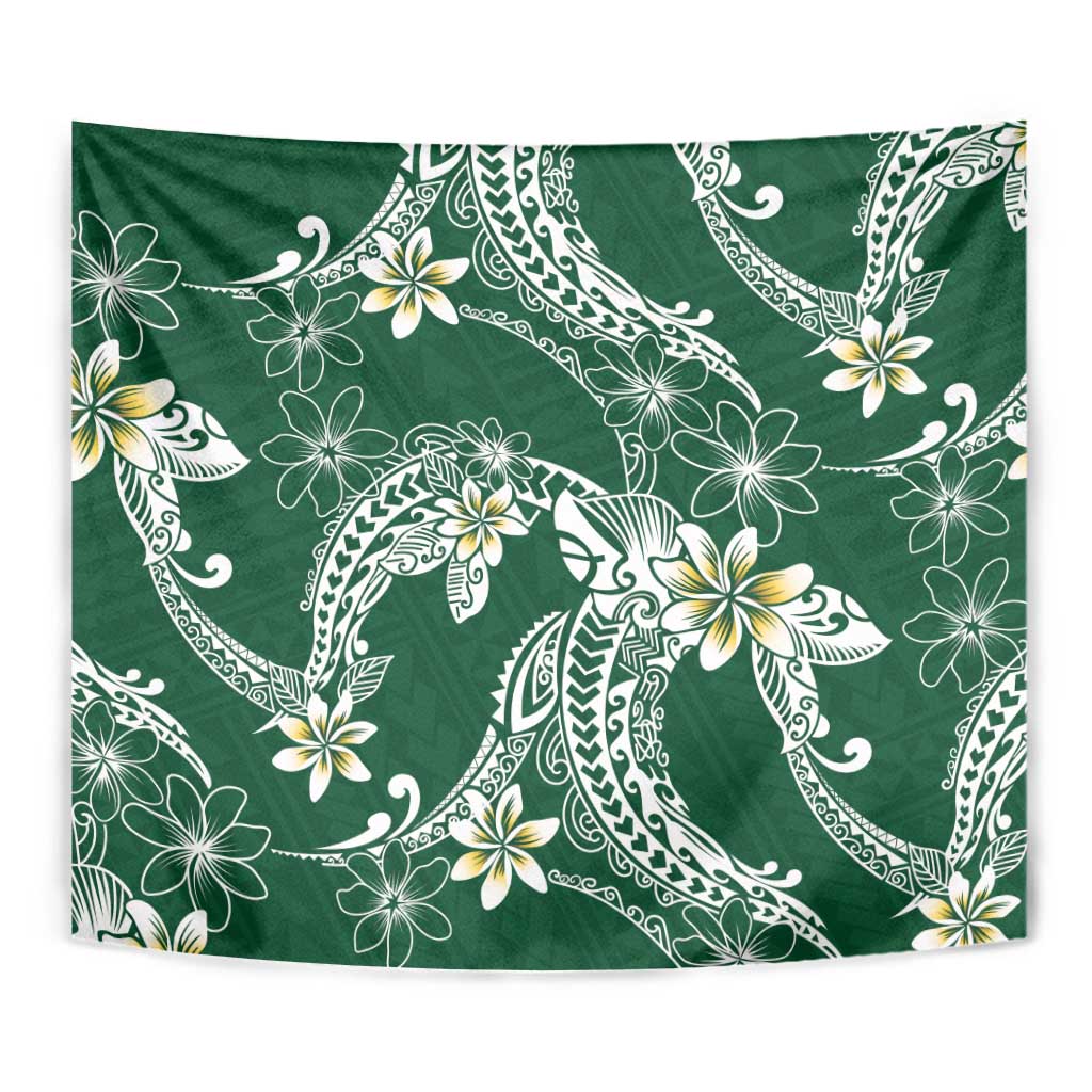 Polynesian Hawaiian Plumeria Tribal Pattern Tapestry Green Version LT01 - Polynesian Pride