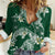 Polynesian Hawaiian Plumeria Tribal Pattern Women Casual Shirt Green Version