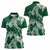 Polynesian Hawaiian Plumeria Tribal Pattern Women Polo Shirt Green Version