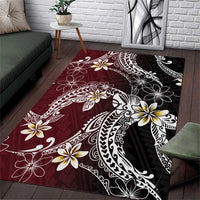 Polynesian Hawaiian Plumeria Tribal Pattern Area Rug Special Wine Red Version LT01 Red - Polynesian Pride