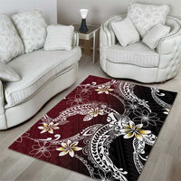 Polynesian Hawaiian Plumeria Tribal Pattern Area Rug Special Wine Red Version LT01 - Polynesian Pride