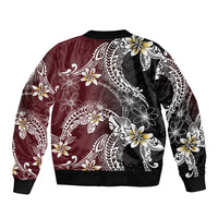 Polynesian Hawaiian Plumeria Tribal Pattern Bomber Jacket Special Wine Red Version LT01 - Polynesian Pride
