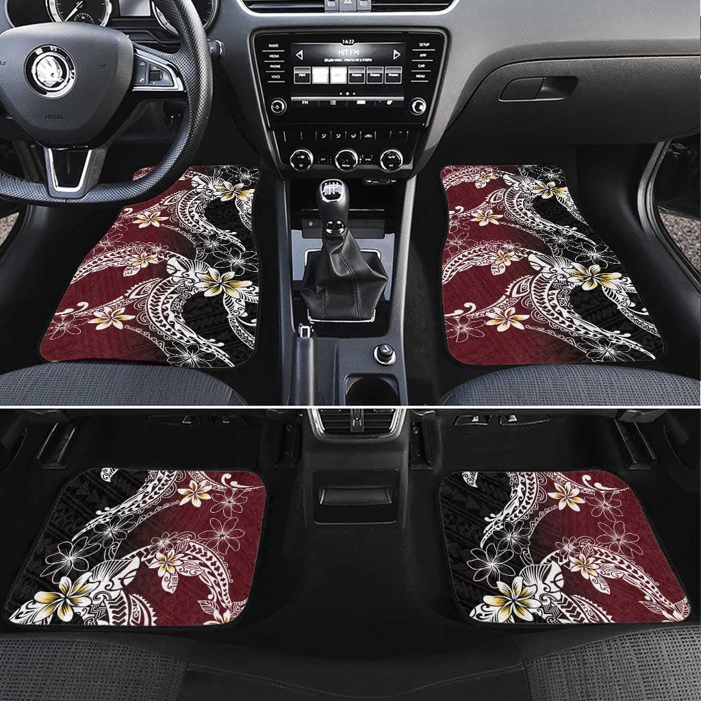 Polynesian Hawaiian Plumeria Tribal Pattern Car Mats Special Wine Red Version LT01 Set 4pcs Red - Polynesian Pride