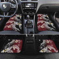 Polynesian Hawaiian Plumeria Tribal Pattern Car Mats Special Wine Red Version LT01 Set 4pcs Red - Polynesian Pride