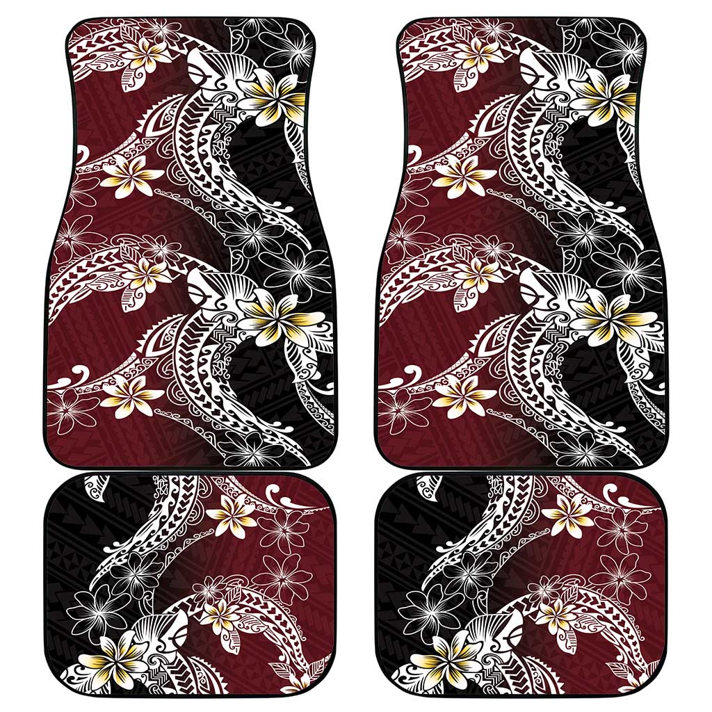 Polynesian Hawaiian Plumeria Tribal Pattern Car Mats Special Wine Red Version LT01 - Polynesian Pride