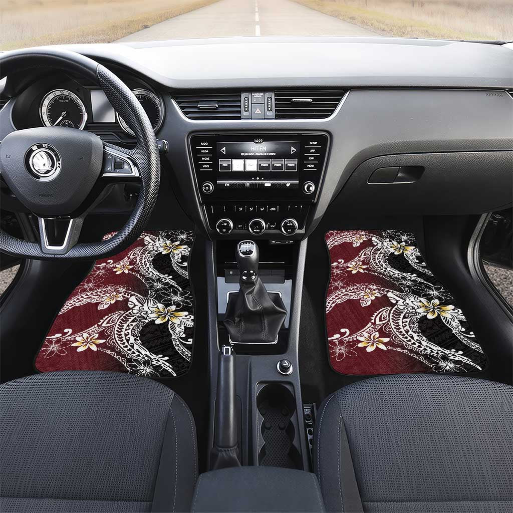 Polynesian Hawaiian Plumeria Tribal Pattern Car Mats Special Wine Red Version LT01 Set 2pcs - Front Red - Polynesian Pride
