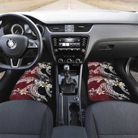 Polynesian Hawaiian Plumeria Tribal Pattern Car Mats Special Wine Red Version LT01 Set 2pcs - Front Red - Polynesian Pride