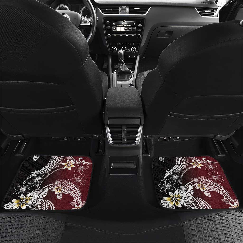 Polynesian Hawaiian Plumeria Tribal Pattern Car Mats Special Wine Red Version LT01 Set 2pcs - Back Red - Polynesian Pride