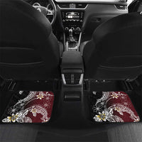 Polynesian Hawaiian Plumeria Tribal Pattern Car Mats Special Wine Red Version LT01 Set 2pcs - Back Red - Polynesian Pride