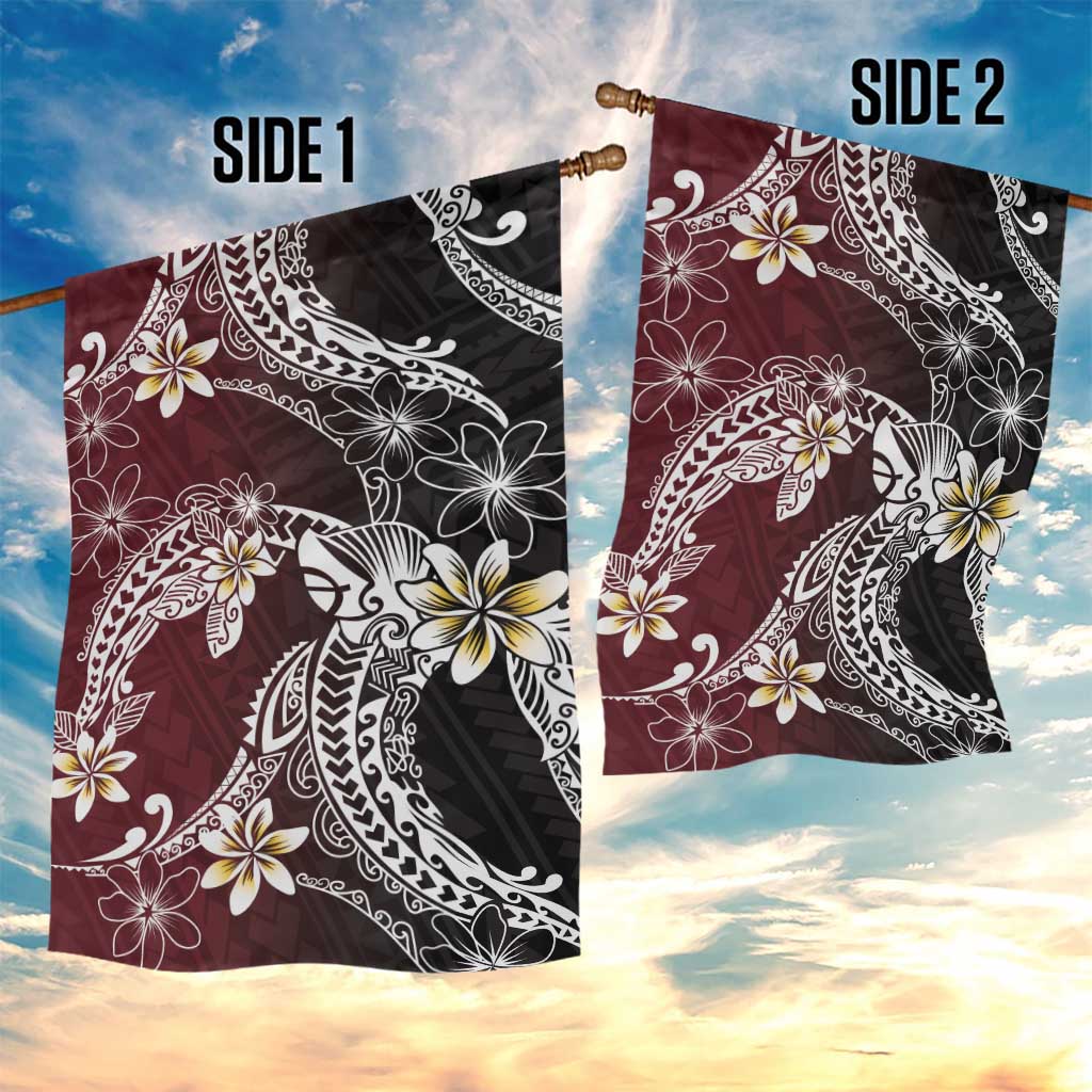 Polynesian Hawaiian Plumeria Tribal Pattern Garden Flag Special Wine Red Version LT01 - Polynesian Pride