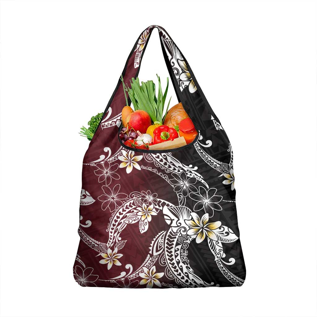Polynesian Hawaiian Plumeria Tribal Pattern Grocery Bag Special Wine Red Version LT01 1-pack One Size Red - Polynesian Pride