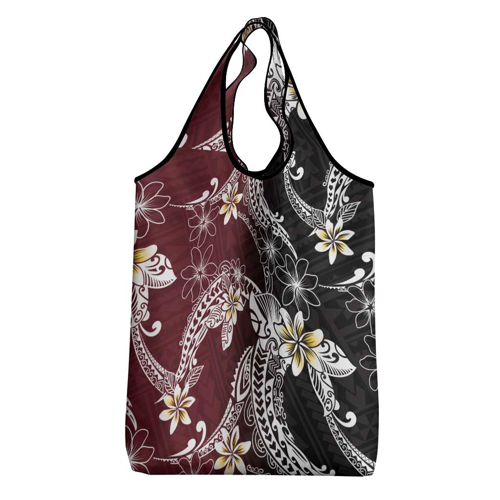 Polynesian Hawaiian Plumeria Tribal Pattern Grocery Bag Special Wine Red Version LT01 - Polynesian Pride