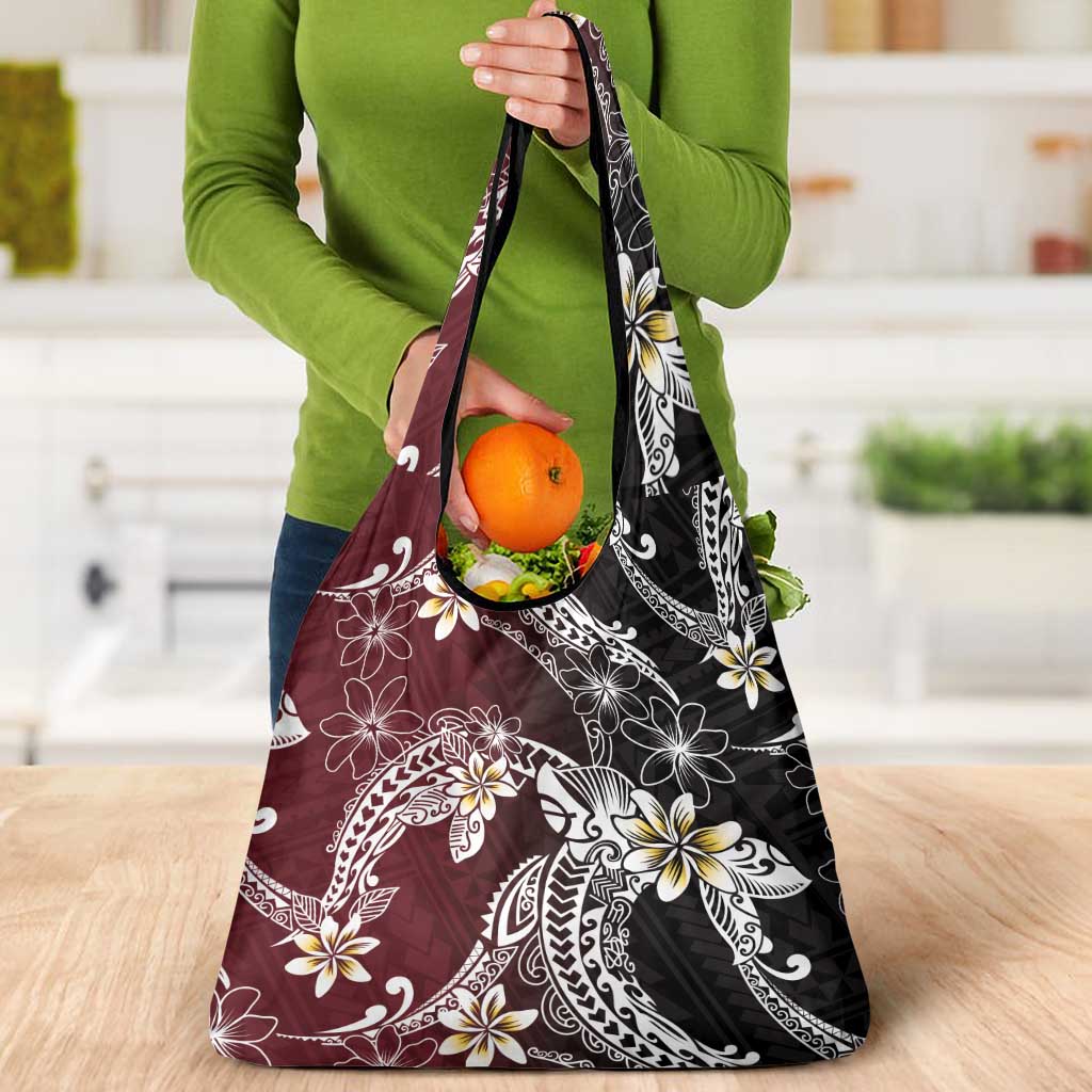 Polynesian Hawaiian Plumeria Tribal Pattern Grocery Bag Special Wine Red Version LT01 - Polynesian Pride