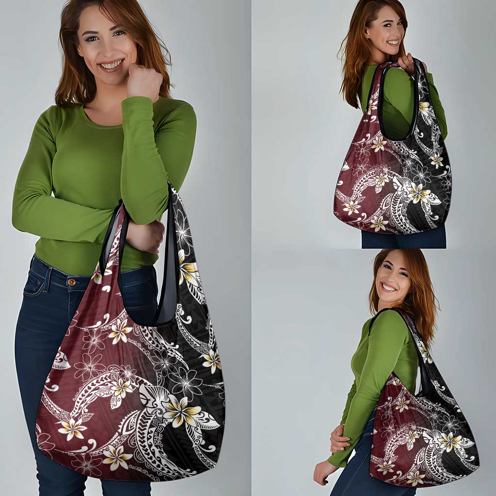 Polynesian Hawaiian Plumeria Tribal Pattern Grocery Bag Special Wine Red Version LT01 - Polynesian Pride