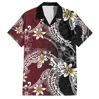Polynesian Hawaiian Plumeria Tribal Pattern Hawaiian Shirt Special Wine Red Version LT01 Red - Polynesian Pride