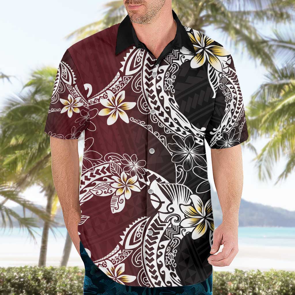 Polynesian Hawaiian Plumeria Tribal Pattern Hawaiian Shirt Special Wine Red Version LT01 - Polynesian Pride