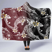 Polynesian Hawaiian Plumeria Tribal Pattern Hooded Blanket Special Wine Red Version LT01 One Size Red - Polynesian Pride