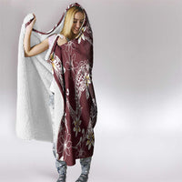 Polynesian Hawaiian Plumeria Tribal Pattern Hooded Blanket Special Wine Red Version LT01 - Polynesian Pride