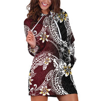 Polynesian Hawaiian Plumeria Tribal Pattern Hoodie Dress Special Wine Red Version LT01 Red - Polynesian Pride