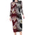 Polynesian Hawaiian Plumeria Tribal Pattern Long Sleeve Bodycon Dress Special Wine Red Version