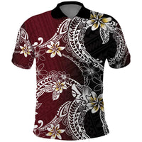 Polynesian Hawaiian Plumeria Tribal Pattern Polo Shirt Special Wine Red Version LT01 Red - Polynesian Pride