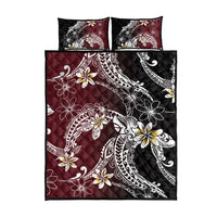 Polynesian Hawaiian Plumeria Tribal Pattern Quilt Bed Set Special Wine Red Version LT01 - Polynesian Pride