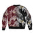 Polynesian Hawaiian Plumeria Tribal Pattern Sleeve Zip Bomber Jacket Special Wine Red Version