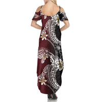 Polynesian Hawaiian Plumeria Tribal Pattern Summer Maxi Dress Special Wine Red Version LT01 - Polynesian Pride