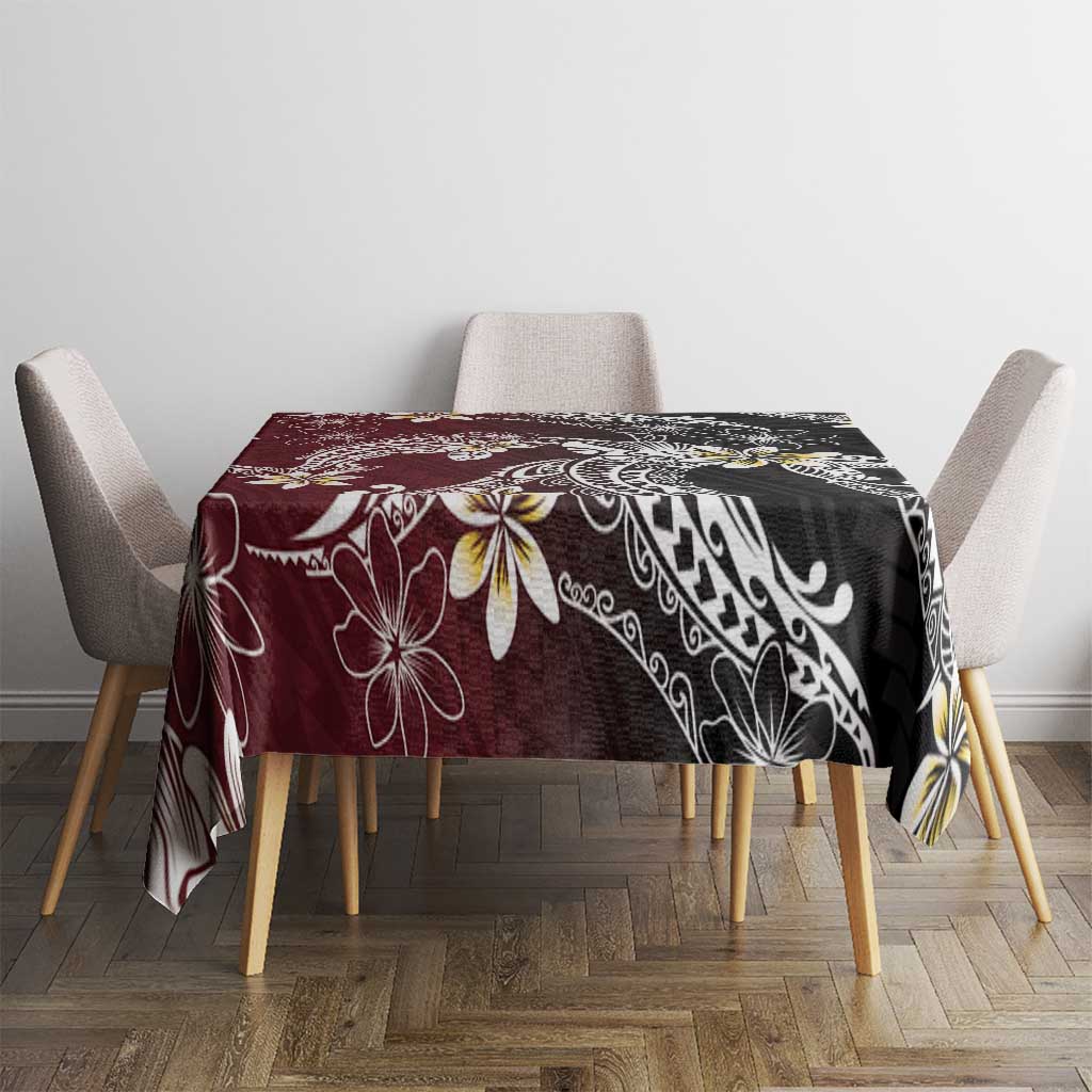 Polynesian Hawaiian Plumeria Tribal Pattern Tablecloth Special Wine Red Version LT01 - Polynesian Pride
